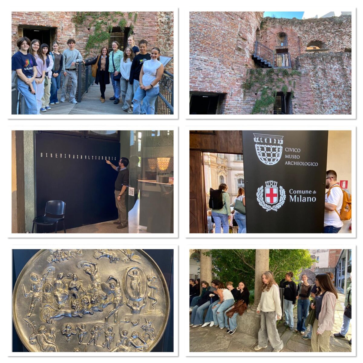 Eine Gruppe junger Menschen lächelt entspannt vor einer alten Backsteinmauer in legerer Kleidung