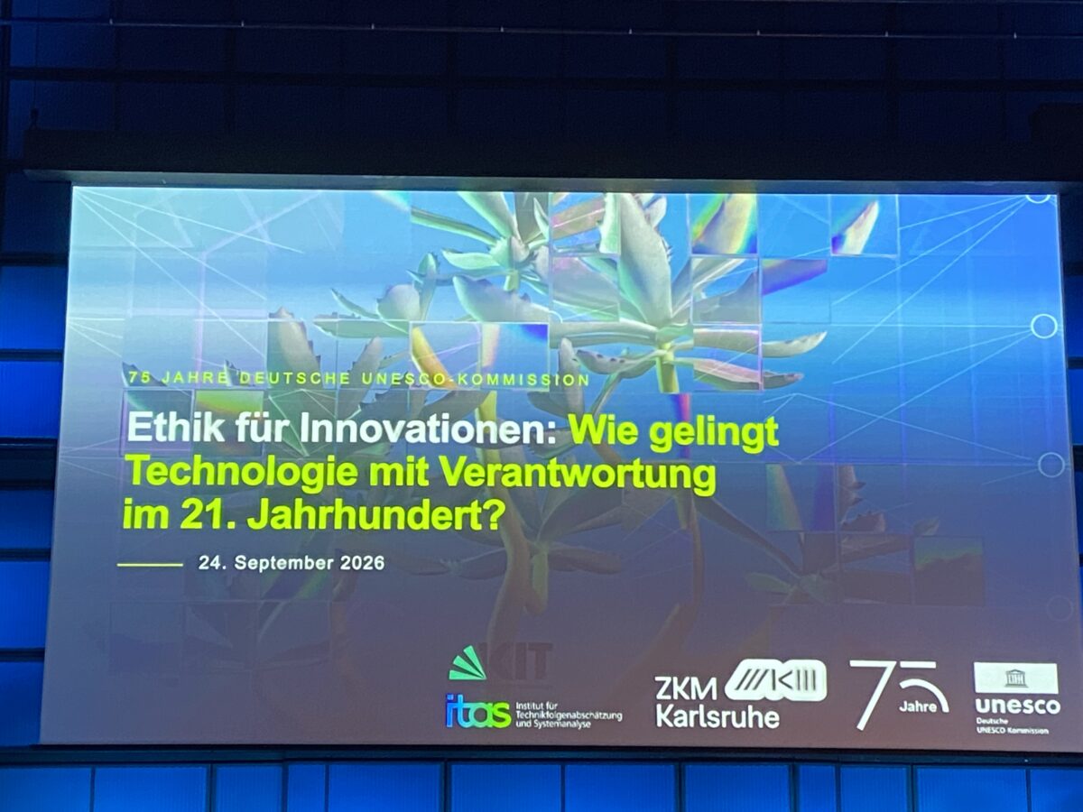Praesentationsfolie zur UNESCO Veranstaltung ueber Ethik und Technologie 2026